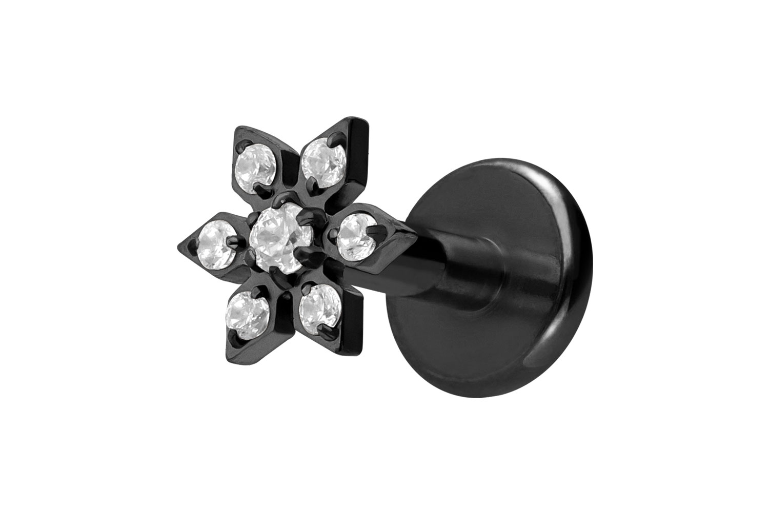 Titan Labret Piercing mit Innengewinde KRISTALLBLUME